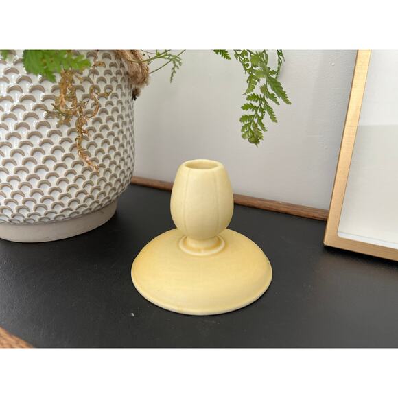 Vintage Yellow Tulip Ceramic Candle Holder, Tepeco, Trenton Fotter'es Company - Picture 1 of 10